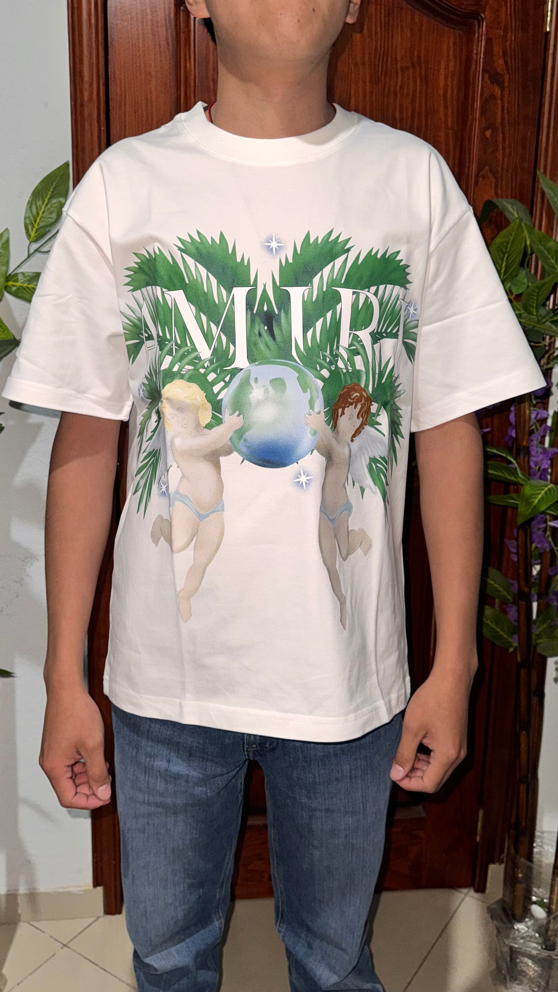 Amiri Airbrush Cherub Tee White and Black